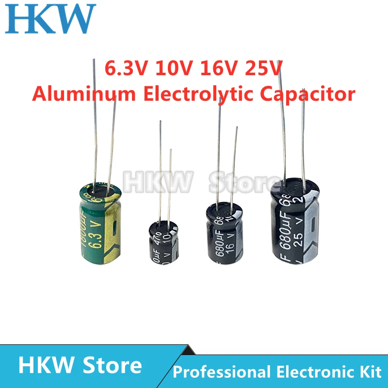 10~100pcs Aluminum Electrolytic Capacitor 6.3V 10V 16V 25V 10UF 22UF 33UF 47UF 100UF 220UF 330UF 470UF 680UF 1000UF 2200UF
10~100pcs Aluminum Electrolytic Capacitor 6.3V 10V 16V 25V 10UF 22UF 33UF 47UF 100UF 220UF 330UF 470UF 680UF 1000UF 2200UF