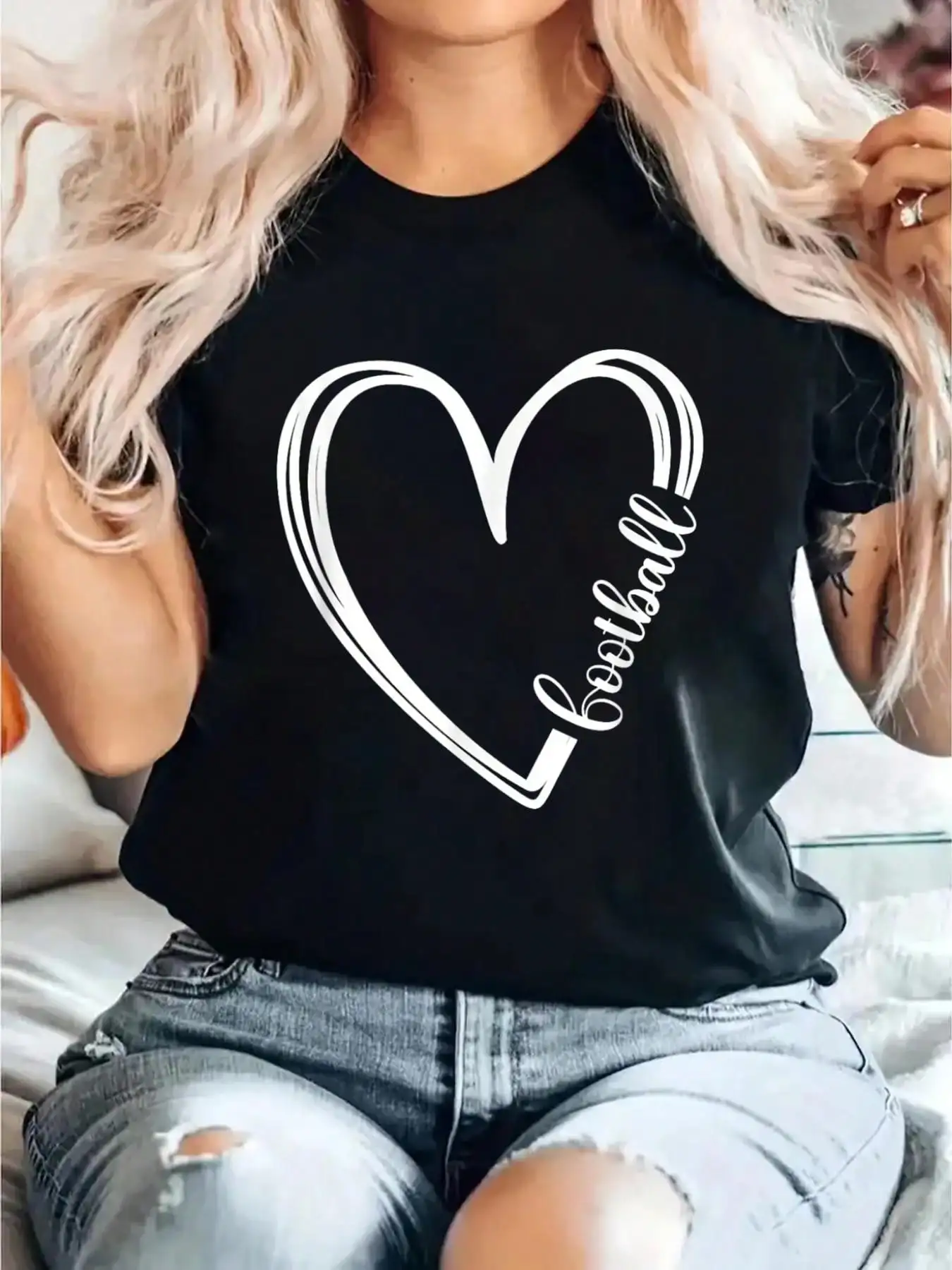 100% Cotton Football Ball American - Love Football, Football Print Solid T-Shirt, Women's Casual Short Sleeve Top For Spring &
100% Cotton Football Ball American - Love Football, Football Print Solid T-Shirt, Women's Casual Short Sleeve Top For Spring &