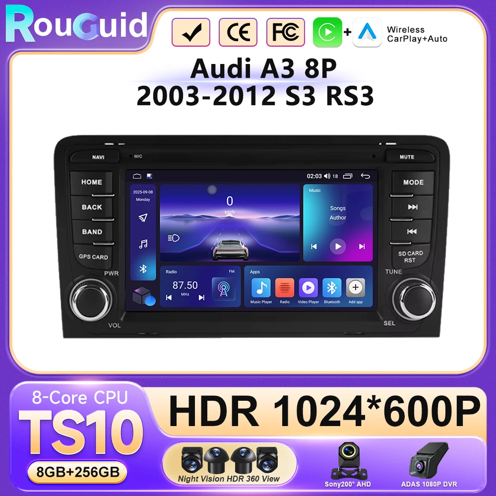 7" Android Auto Car Radio Screen for Audi A3 8P 2003-2012 S3 RS3 Wireless Carplay Car Multimedia RDS GPS 2din Autoradio
7" Android Auto Car Radio Screen for Audi A3 8P 2003-2012 S3 RS3 Wireless Carplay Car Multimedia RDS GPS 2din Autoradio