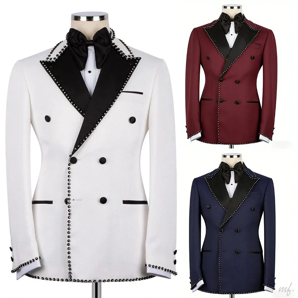 Luxurious Beaded Men's Wedding Suit Blazers Peaked Lapel Tuxedos Double Breasted Jacket For Male Groom Wear Only Coat Customized
Luxurious Beaded Men's Wedding Suit Blazers Peaked Lapel Tuxedos Double Breasted Jacket For Male Groom Wear Only Coat Customized
