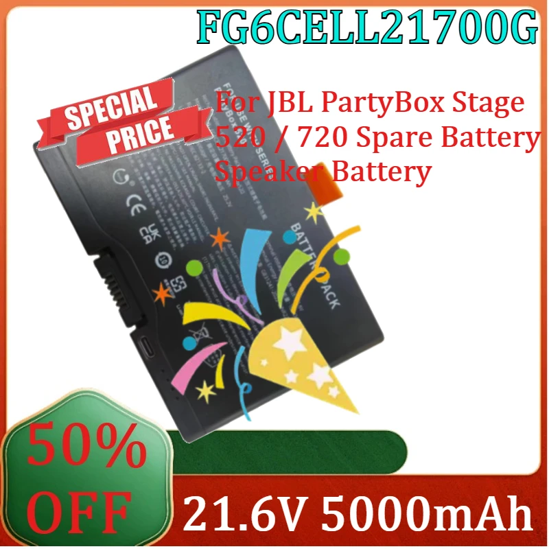 For JBL PartyBox Stage 520 / 720 Spare Battery Speaker Battery New 21.6V 5000mAh Speaker FG6CELL21700G Battery
For JBL PartyBox Stage 520 / 720 Spare Battery Speaker Battery New 21.6V 5000mAh Speaker FG6CELL21700G Battery