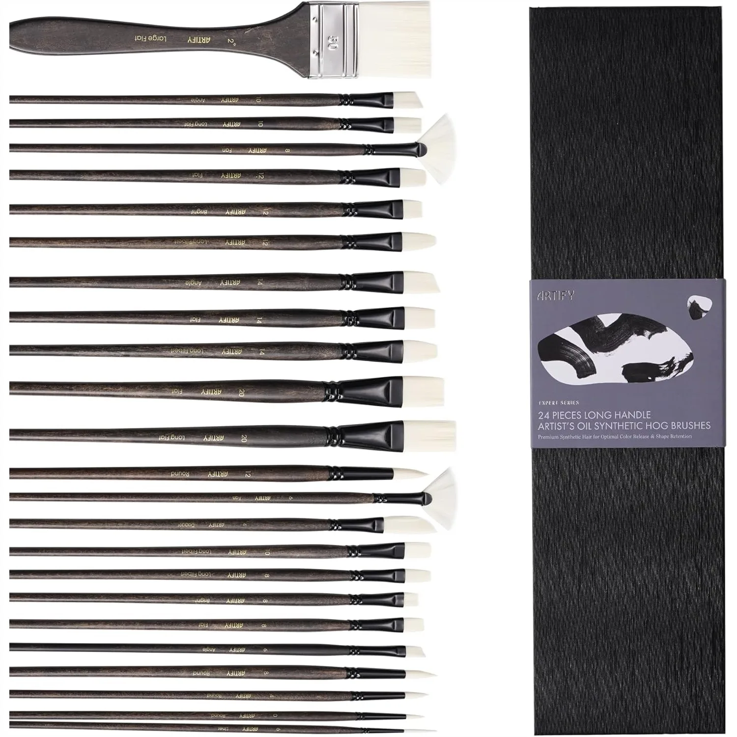 24 Pcs Synthetic Hog Hair Paint Brush Set with Hard Nylon Bristles for Oil and Acrylic Painting, Long Handle Art Brushes for
24 Pcs Synthetic Hog Hair Paint Brush Set with Hard Nylon Bristles for Oil and Acrylic Painting, Long Handle Art Brushes for
