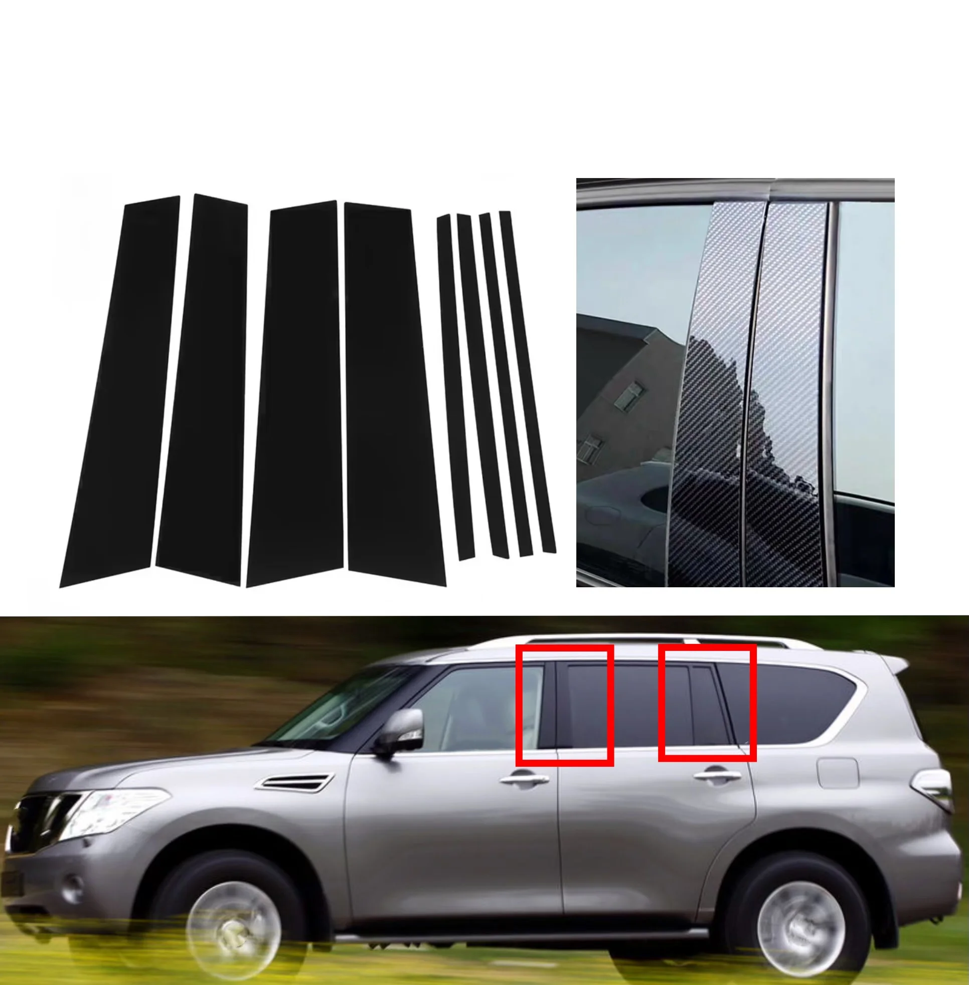 8PCS Glossy Black Pillar Post Silver Carbon Fit For Nissan Patrol 2012 2013 2014-2020 Door Moulding Sticker Cover Window Trim
8PCS Glossy Black Pillar Post Silver Carbon Fit For Nissan Patrol 2012 2013 2014-2020 Door Moulding Sticker Cover Window Trim
