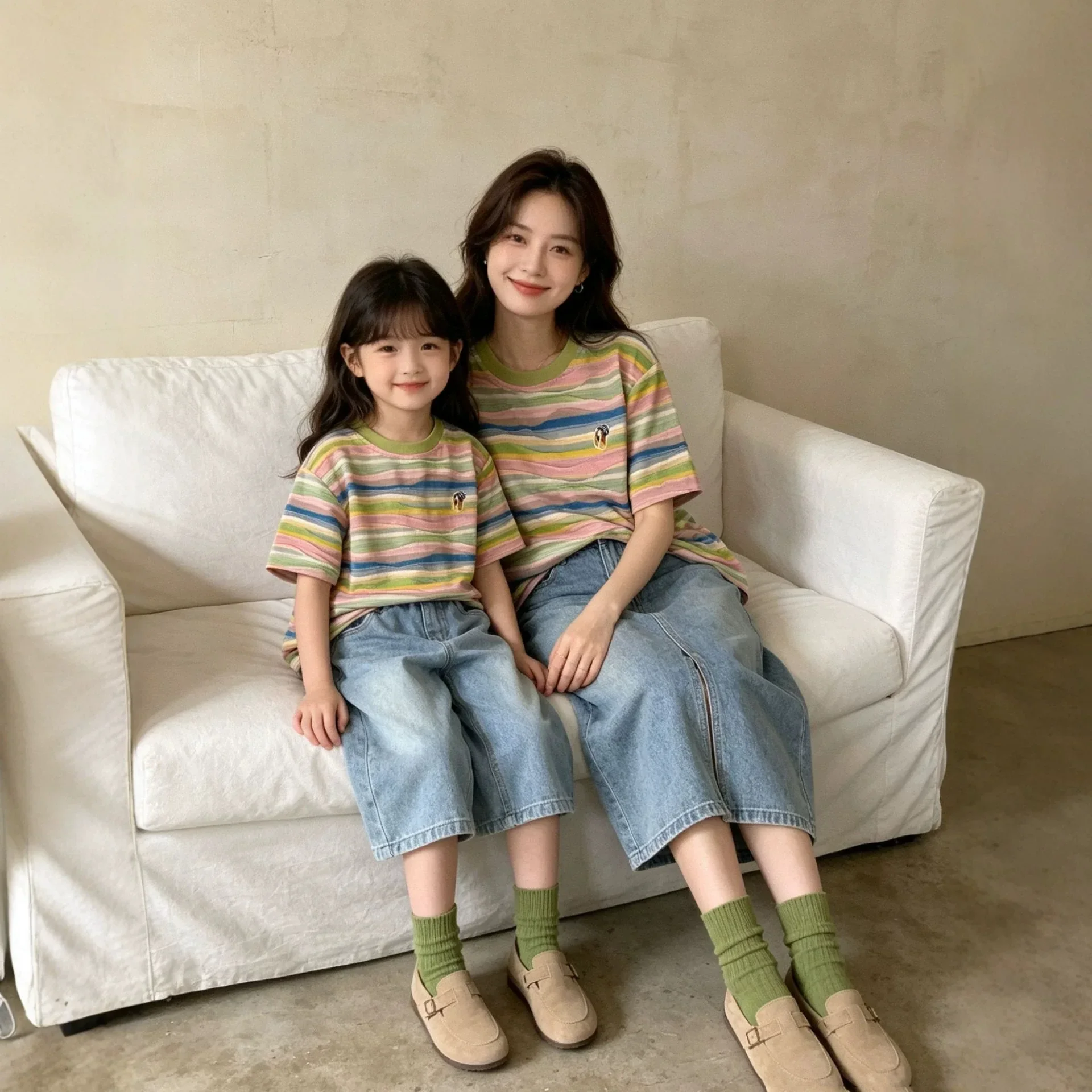 2026 Summer Mommy and Me Matching Rainbow Stripe Tee Family Outfit Cotton Casual Short Sleeve Top for Mom Dad Daughter Son
2026 Summer Mommy and Me Matching Rainbow Stripe Tee Family Outfit Cotton Casual Short Sleeve Top for Mom Dad Daughter Son