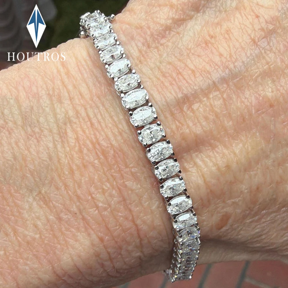 18K White Gold Plated Bracelet 3x5mm Oval Cut Full Moissanite Tennis Bracelets for Women Men S925 Silver Wedding Party Jewelry
18K White Gold Plated Bracelet 3x5mm Oval Cut Full Moissanite Tennis Bracelets for Women Men S925 Silver Wedding Party Jewelry