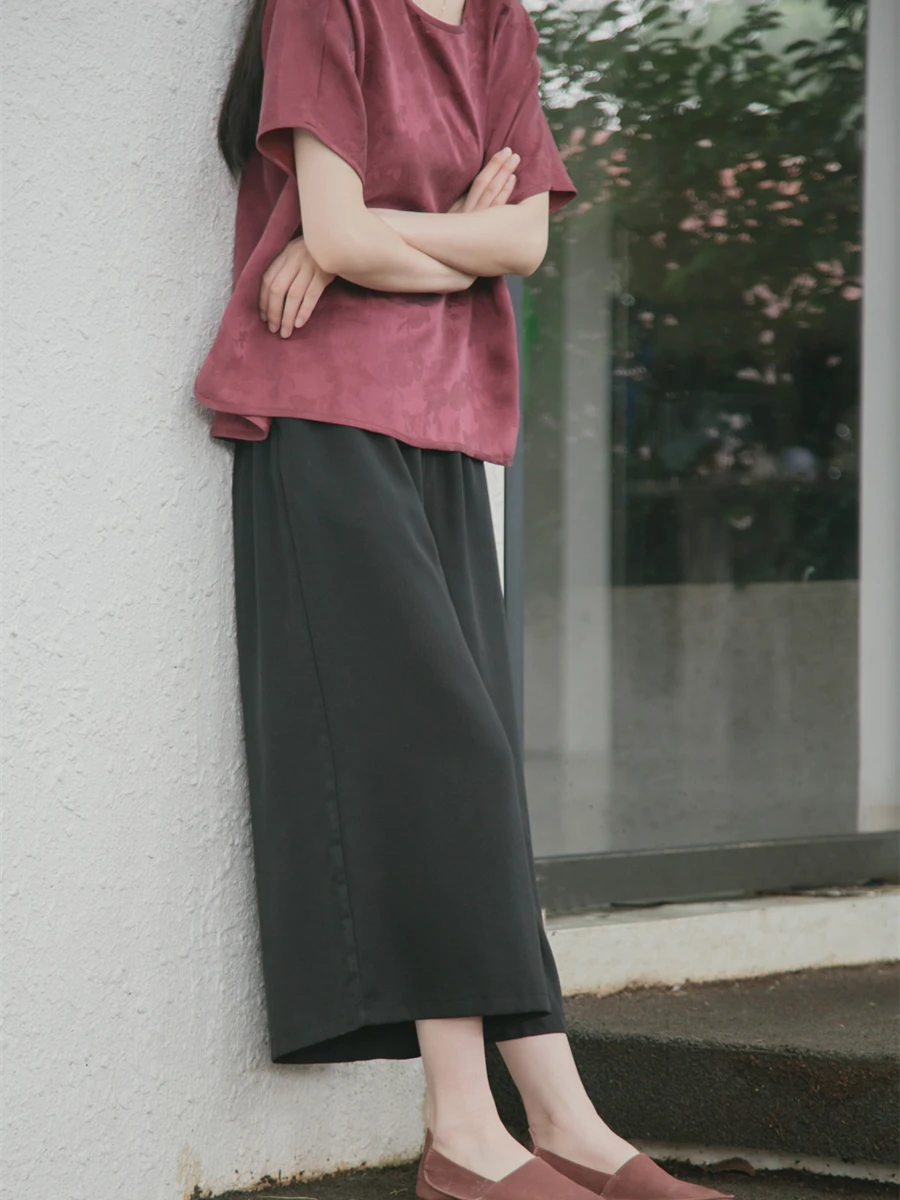 Xiyin Original Design Lyocell Linen Elastic Waist Wide Leg Pants Classic Black Seven-Foot Casual Trousers for Women
Xiyin Original Design Lyocell Linen Elastic Waist Wide Leg Pants Classic Black Seven-Foot Casual Trousers for Women