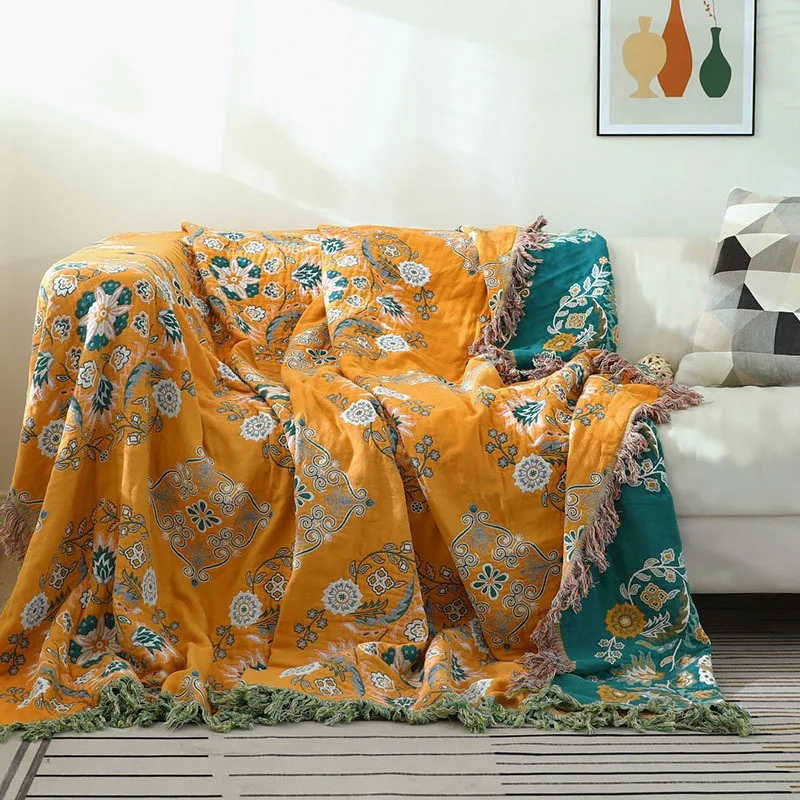 Floral Print Cotton Gauze Sofa Cover Double Sided with Fringe for Decor and Protection
Floral Print Cotton Gauze Sofa Cover Double Sided with Fringe for Decor and Protection