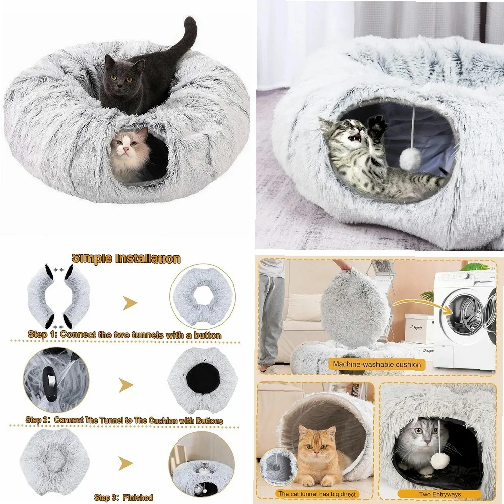 Winter New Arrival Plush Cat Tunnel Bed Foldable Two-in-One round Warmth Pet Nest Thickened Cozy Cuddly Cat Hideaway
Winter New Arrival Plush Cat Tunnel Bed Foldable Two-in-One round Warmth Pet Nest Thickened Cozy Cuddly Cat Hideaway