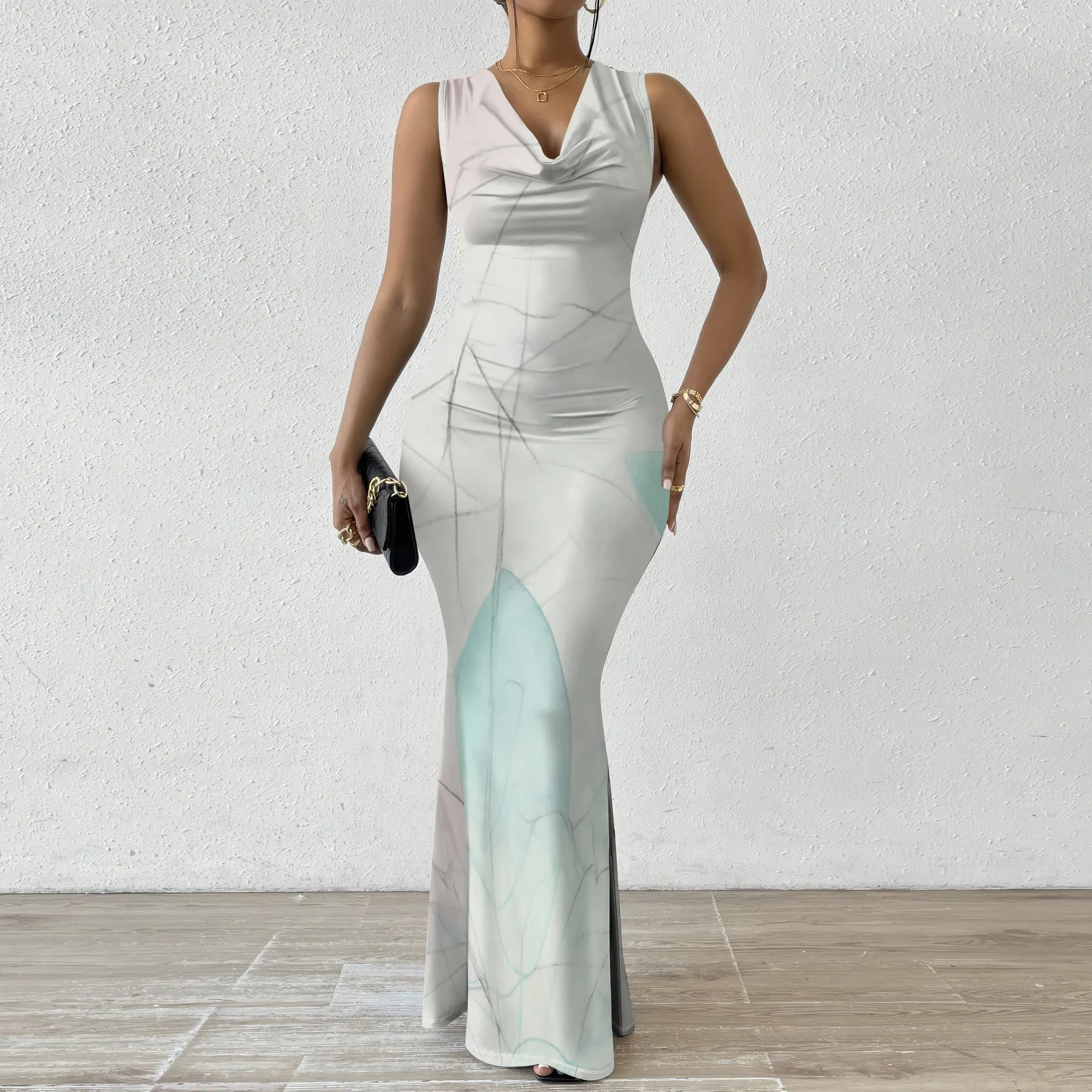 Elegant Marble Print Bodycon Maxi Dress XS-2XL Sleeveless V-Neck for Summer Brunch, Gallery Look or Wedding Guest
Elegant Marble Print Bodycon Maxi Dress XS-2XL Sleeveless V-Neck for Summer Brunch, Gallery Look or Wedding Guest