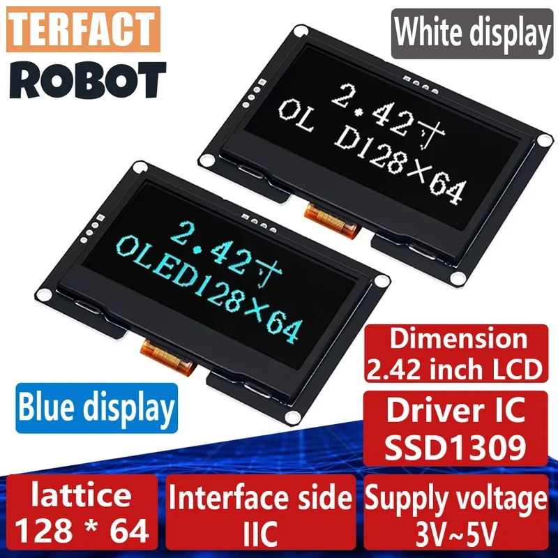 2.42 "2.42 inch LCD White Blue Screen 128x64 OLED Display Module IIC I2C SPI Serial for C51 STM32 SPD0301
2.42 "2.42 inch LCD White Blue Screen 128x64 OLED Display Module IIC I2C SPI Serial for C51 STM32 SPD0301