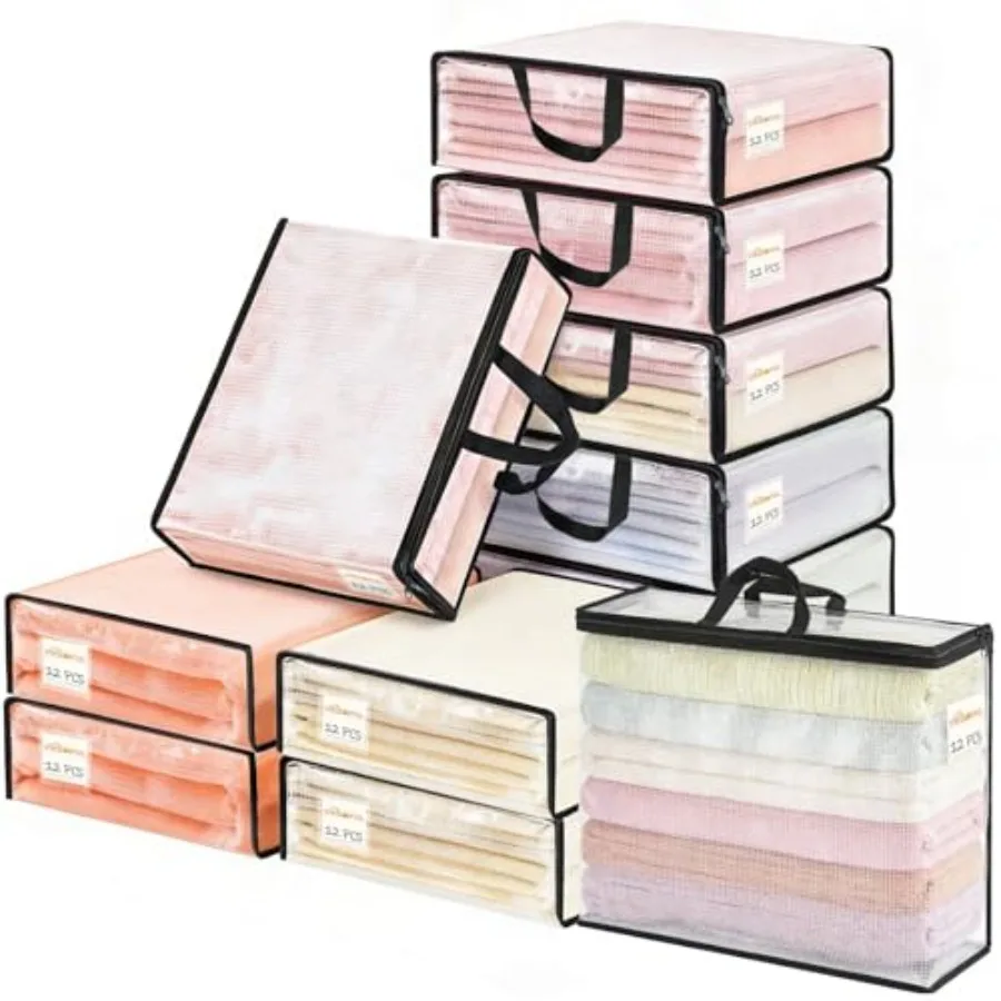 12 Pack Clear Storage Bags for Clothes, 17.7" × 14.96" × 5.1" Clear PVC Mesh Clothing Organizers with Zipper for Blankets, Clot
12 Pack Clear Storage Bags for Clothes, 17.7" × 14.96" × 5.1" Clear PVC Mesh Clothing Organizers with Zipper for Blankets, Clot