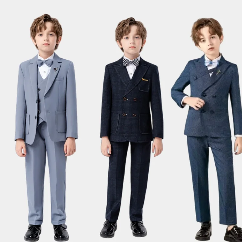 Костюм для выступлений на фортепиано для мальчиков, детский свадебный комплект: пиджак, жилет, брюки, галстук-бабочка, брошь, 5 предметов, для фотосессий
Костюм для выступлений на фортепиано для мальчиков, детский свадебный комплект: пиджак, жилет, брюки, галстук-бабочка, брошь, 5 предметов, для фотосессий