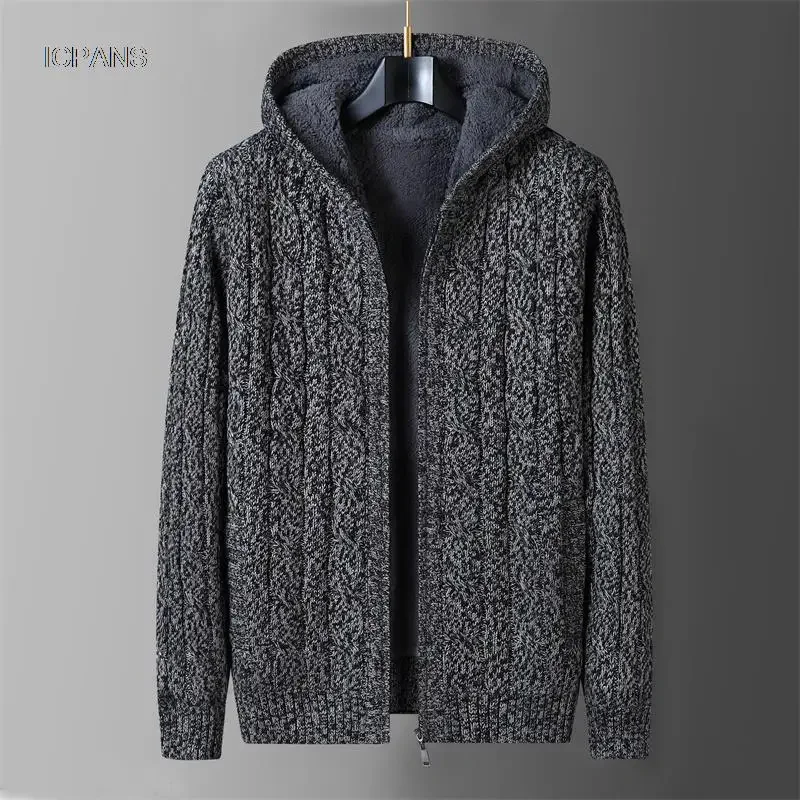 Wool Liner Cardigan Knitted Hooded Sweater Knitwear Men Fleece Warm Black Khaki Knit Winter Sweater Jackets Coat Clothing
Wool Liner Cardigan Knitted Hooded Sweater Knitwear Men Fleece Warm Black Khaki Knit Winter Sweater Jackets Coat Clothing