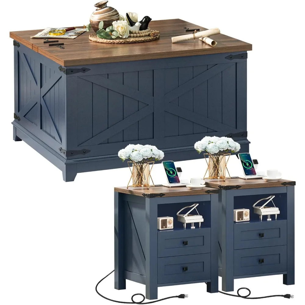 Farmhouse Coffee Table Set with Hidden Storage and Charging Nightstands Living Room Office Home
Farmhouse Coffee Table Set with Hidden Storage and Charging Nightstands Living Room Office Home