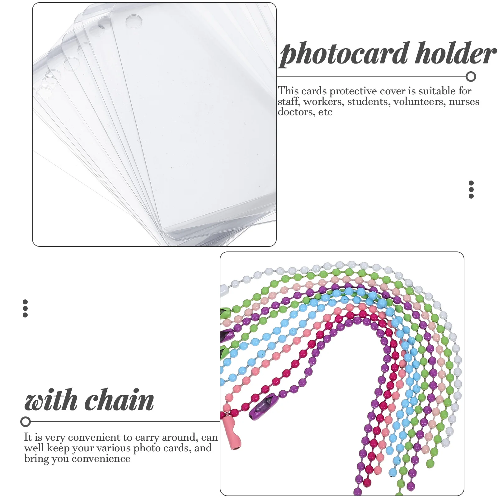 10 set Photo Card Holder Plastic Protective Cover For Id Badge Cards With Chain Lightweight Portable Design For Nurses Students
10 set Photo Card Holder Plastic Protective Cover For Id Badge Cards With Chain Lightweight Portable Design For Nurses Students