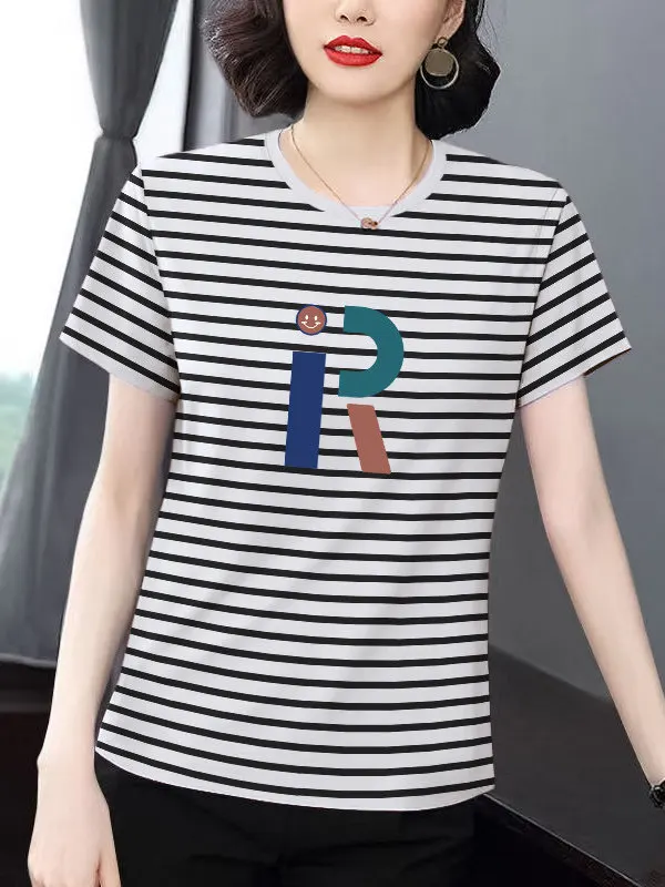 New 2026 Summer Women's Loose Fit Thin Short Sleeve Striped T-Shirt Fashionable Versatile Large Size European Style Casual Wear
New 2026 Summer Women's Loose Fit Thin Short Sleeve Striped T-Shirt Fashionable Versatile Large Size European Style Casual Wear