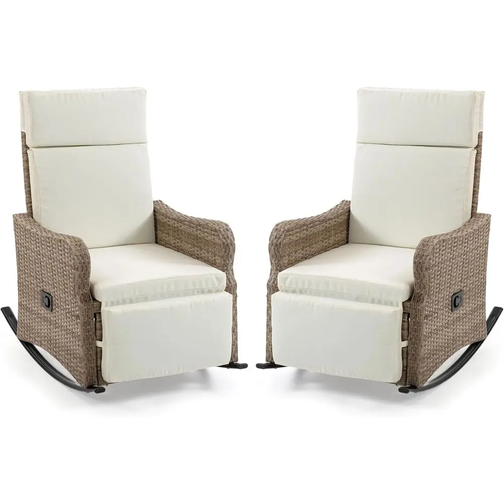 Outdoor Recliner Chairs Set o 2 or Patio 2-in-1 Convertible ootrest & Rocking e, 90-135 Adjustable Backrest, Rattan Wicker Chair
Outdoor Recliner Chairs Set o 2 or Patio 2-in-1 Convertible ootrest & Rocking e, 90-135 Adjustable Backrest, Rattan Wicker Chair