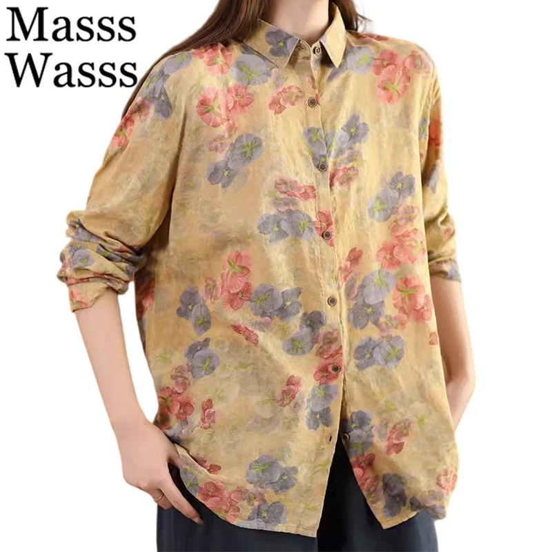 Masss Wasss 2025 Fall Korean Classic Tops Womens Vintage Loose Fashion Floral Shirts Ladies Luxury Printed Cotton Linen Blouses
Masss Wasss 2025 Fall Korean Classic Tops Womens Vintage Loose Fashion Floral Shirts Ladies Luxury Printed Cotton Linen Blouses