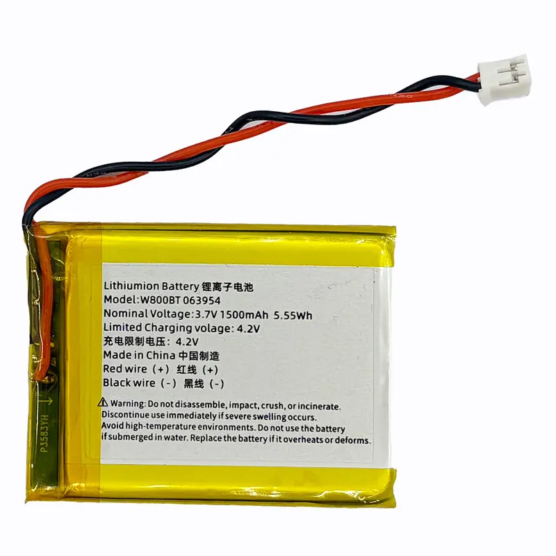 063954 earphone battery replacement 3.7v 1500mAh lithium battery, suitable for W800BT W800BT Plus W850BT W855BT W808BT earphones
063954 earphone battery replacement 3.7v 1500mAh lithium battery, suitable for W800BT W800BT Plus W850BT W855BT W808BT earphones