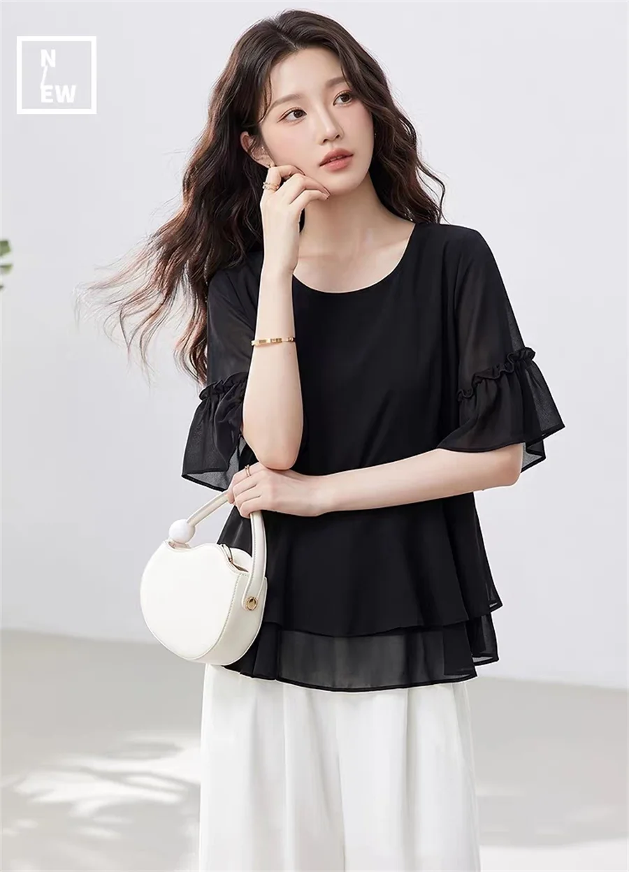 Fashion Chiffon Blouse for Women plus Size Solid Color Tops Autumn Half Sleeve Ruffled Casual Office Elegant Lady Shirt
Fashion Chiffon Blouse for Women plus Size Solid Color Tops Autumn Half Sleeve Ruffled Casual Office Elegant Lady Shirt