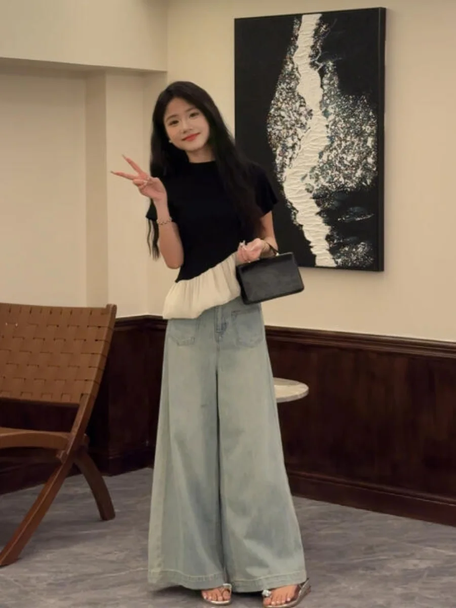 Retro Washed Light Design Wide Leg Jeans Women Summer New Loose Slim Straight Floor-Length Pants High Waist Denim Casual
Retro Washed Light Design Wide Leg Jeans Women Summer New Loose Slim Straight Floor-Length Pants High Waist Denim Casual