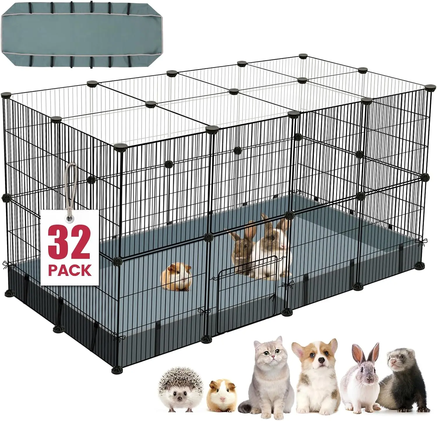 32 Panels Small Animal Playpen, 47.5"x23.7"x31.5" Pet Playpen with Waterproof Mat, C&C Cage for Guinea Pigs, Rabbits, Puppies, Indoor Outdoor Metal Fence
32 Panels Small Animal Playpen, 47.5"x23.7"x31.5" Pet Playpen with Waterproof Mat, C&C Cage for Guinea Pigs, Rabbits, Puppies, Indoor Outdoor Metal Fence