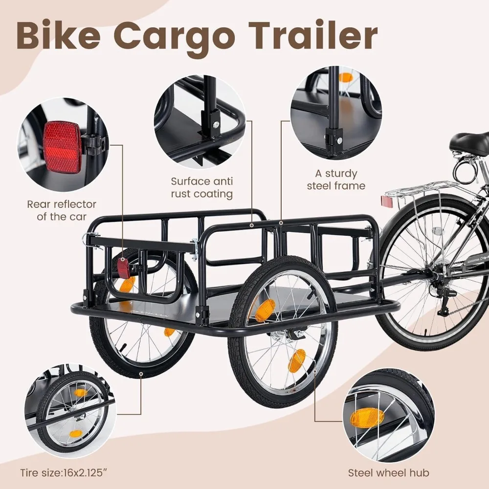 Foldable Bike Cargo Trailer 176 lbs Capacity 16x2.125 Inch Wheels Quick Attach Hitch Steel Frame with Reflector
Foldable Bike Cargo Trailer 176 lbs Capacity 16x2.125 Inch Wheels Quick Attach Hitch Steel Frame with Reflector
