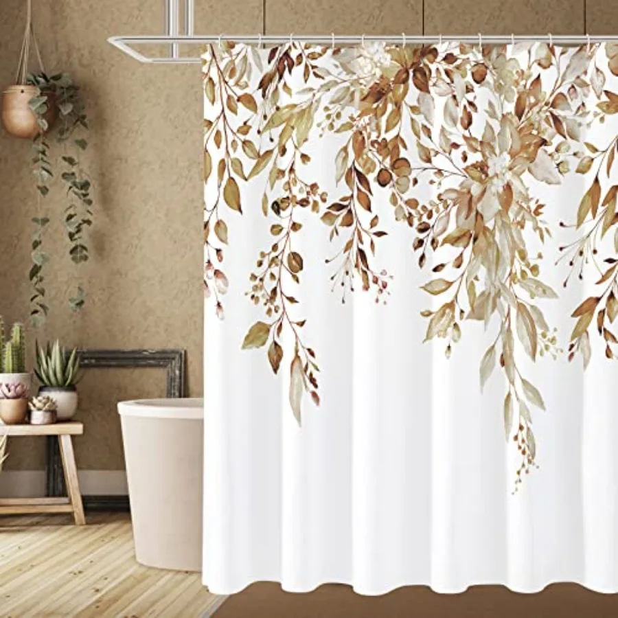 Brown Eucalyptus Shower Curtain, Watercolor Plant Leaves with Floral Bathroom Shower Curtain Set, 72x72
Brown Eucalyptus Shower Curtain, Watercolor Plant Leaves with Floral Bathroom Shower Curtain Set, 72x72