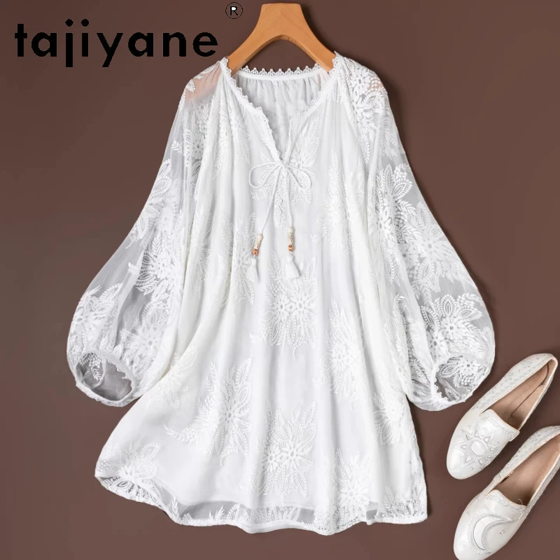 TAJIYANE 100% Mulberry Silk White Shirt Women Embroidery V-neck Blouse Real Silk Spring Tops for Woman Clothes 2026 Рубашка
TAJIYANE 100% Mulberry Silk White Shirt Women Embroidery V-neck Blouse Real Silk Spring Tops for Woman Clothes 2026 Рубашка
