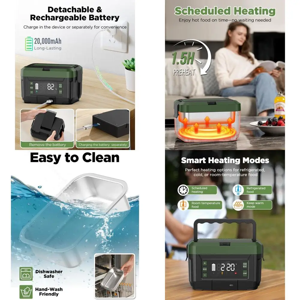 Портативный электрический ланч-бокс из нержавеющей стали объемом 1,2 л с перезаряжаемой батареей емкостью 20000 мАч для самонагревающихся еды на ходу
Портативный электрический ланч-бокс из нержавеющей стали объемом 1,2 л с перезаряжаемой батареей емкостью 20000 мАч для самонагревающихся еды на ходу