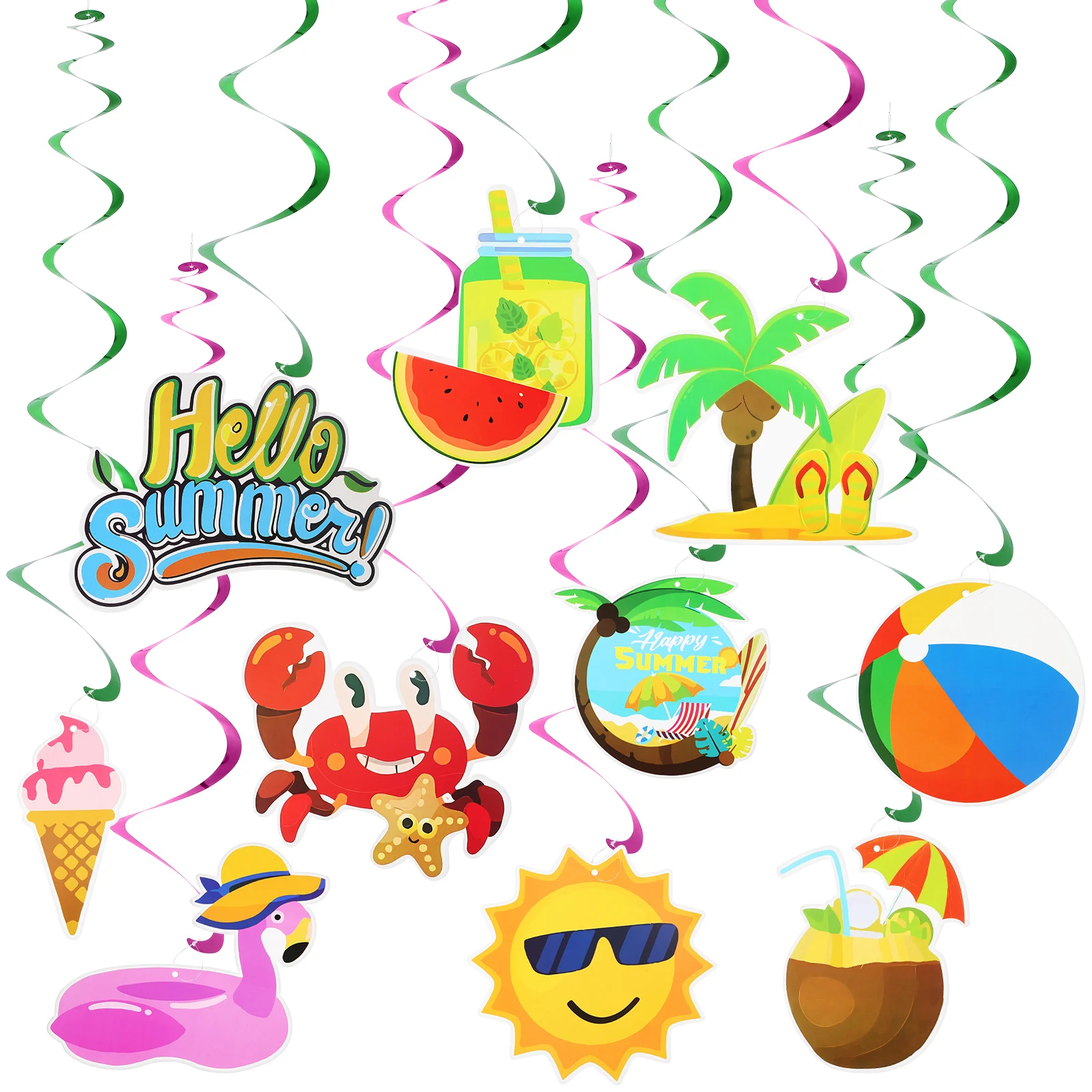 10 Pcs Summer Hawaiian Beach Pool Party Spiral Charms Pack Decorations for Ceiling Swirls Paper Hanging Banquet
10 Pcs Summer Hawaiian Beach Pool Party Spiral Charms Pack Decorations for Ceiling Swirls Paper Hanging Banquet