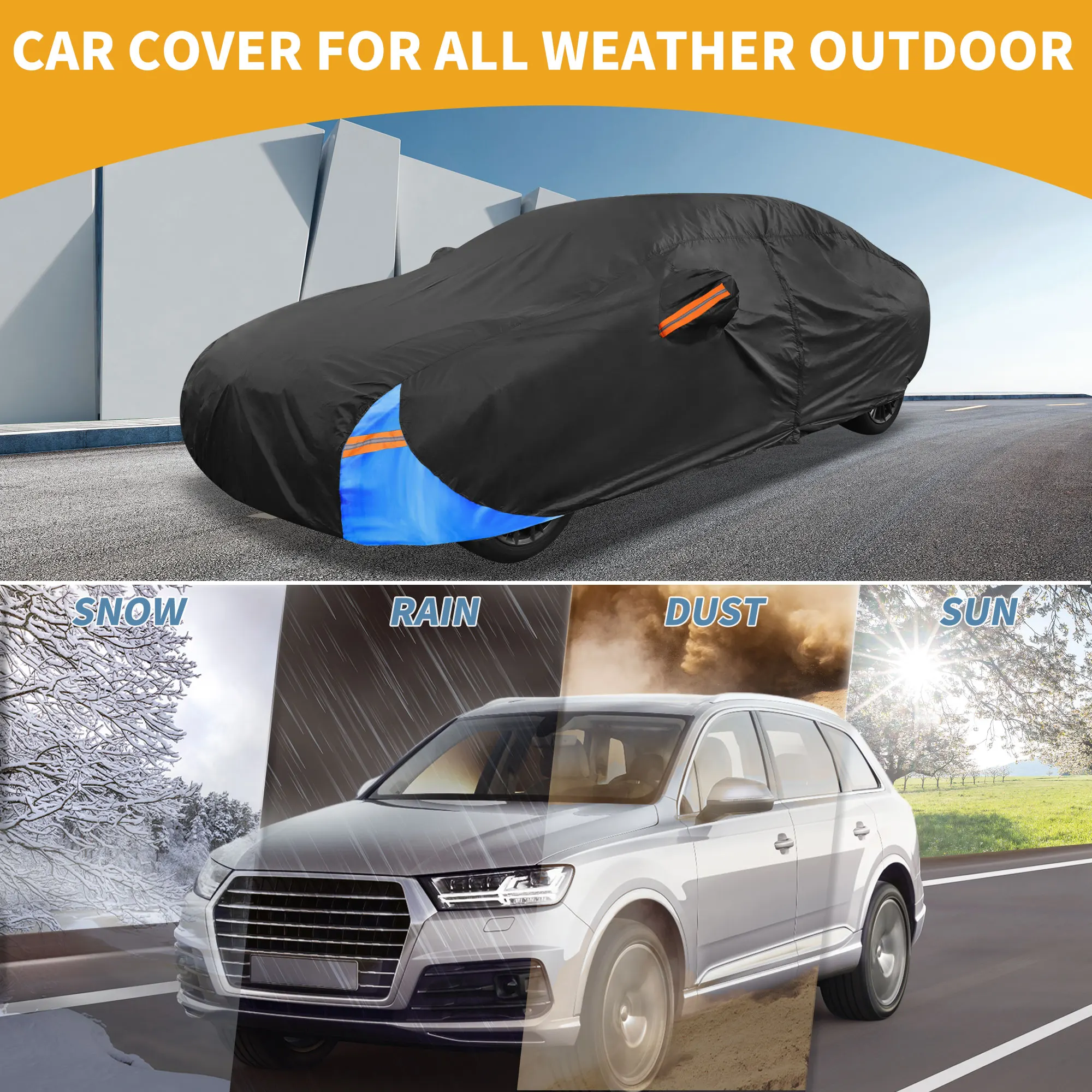 UXCELL Universal Car Cover Waterproof All Weather 190T Anti UV Sun Rain Protection for Sedan with Left Side Zipper 490x180x125cm
UXCELL Universal Car Cover Waterproof All Weather 190T Anti UV Sun Rain Protection for Sedan with Left Side Zipper 490x180x125cm