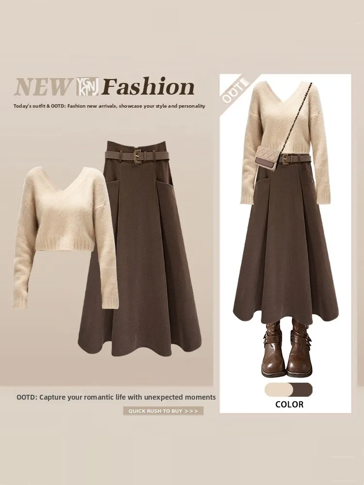 Autumn Winter Knitted Sweater High Waist V-ne ort Sle Women's Faion Set Casual Look Soft Ele Trendy Ensemble
Autumn Winter Knitted Sweater High Waist V-ne ort Sle Women's Faion Set Casual Look Soft Ele Trendy Ensemble