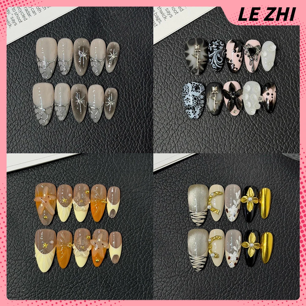 Light Luxury Spice Girl Long Almond Handmade French Full Cover Nails Diamond Pearl Flower Zebra Stripes Leopard Print Fake Nails
Light Luxury Spice Girl Long Almond Handmade French Full Cover Nails Diamond Pearl Flower Zebra Stripes Leopard Print Fake Nails