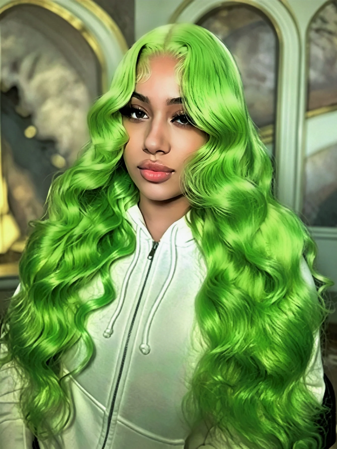 Green 13x4 Lace Front Wig Human Hair Green Body Wave Transparent HD Lace Frontal Wig Pre Plucked Colored Green Wigs For Women With Baby Hair 180% Density for Women Pre Cut Natural Hairline For Party
Green 13x4 Lace Front Wig Human Hair Green Body Wave Transparent HD Lace Frontal Wig Pre Plucked Colored Green Wigs For Women With Baby Hair 180% Density for Women Pre Cut Natural Hairline For Party