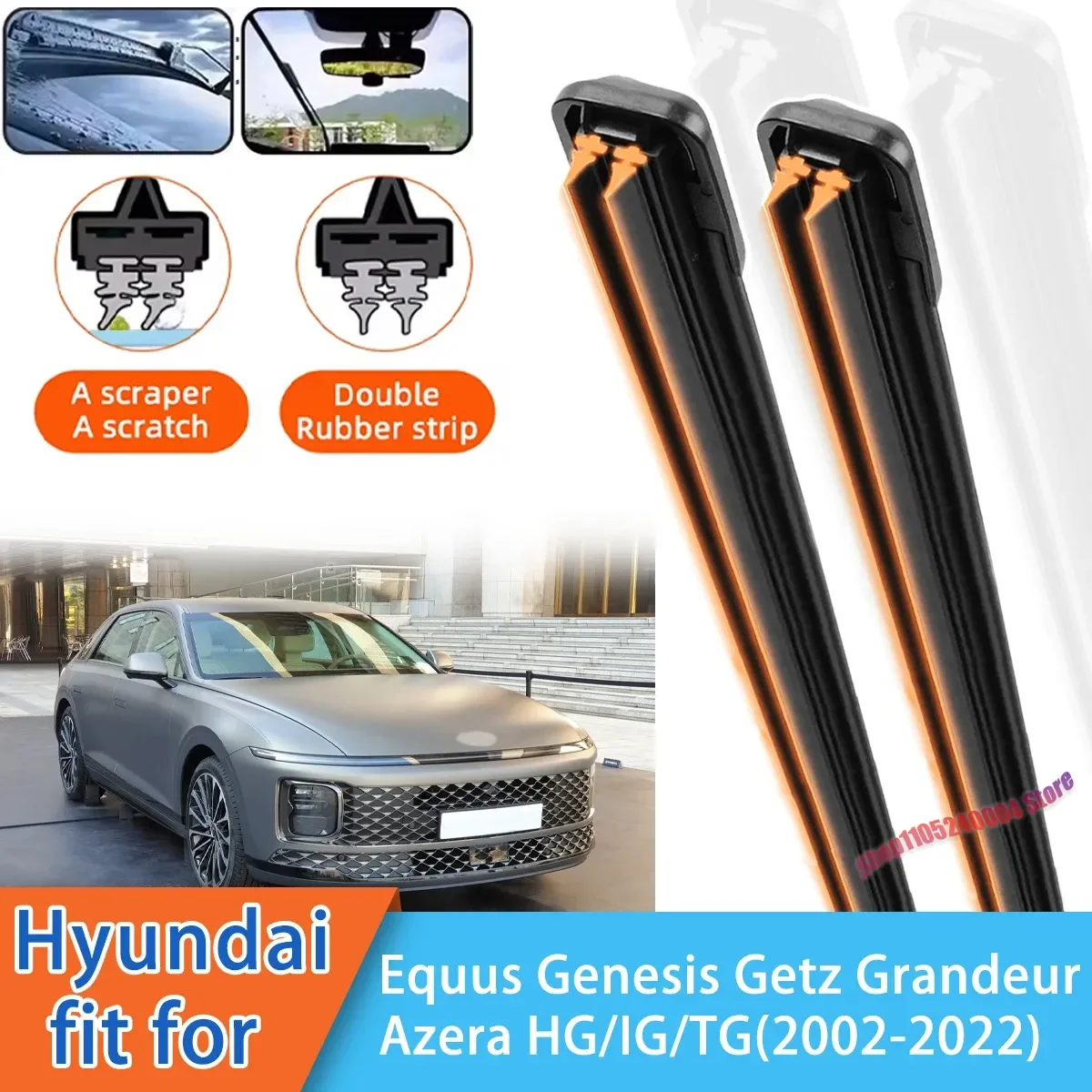 For Hyundai Equus Genesis Getz Grandeur Azera HG IG TG Models Front Windscreen Wipers Double Rubber Car Wiper Blades Accessories
For Hyundai Equus Genesis Getz Grandeur Azera HG IG TG Models Front Windscreen Wipers Double Rubber Car Wiper Blades Accessories