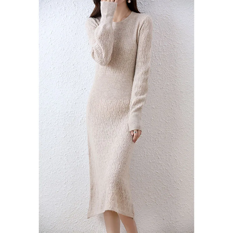 Round Neck 100% Knitted Mid- Section Autumn And Winter Slim Wool Knee-Length Long-Sleeved Bottoming Dress
Round Neck 100% Knitted Mid- Section Autumn And Winter Slim Wool Knee-Length Long-Sleeved Bottoming Dress