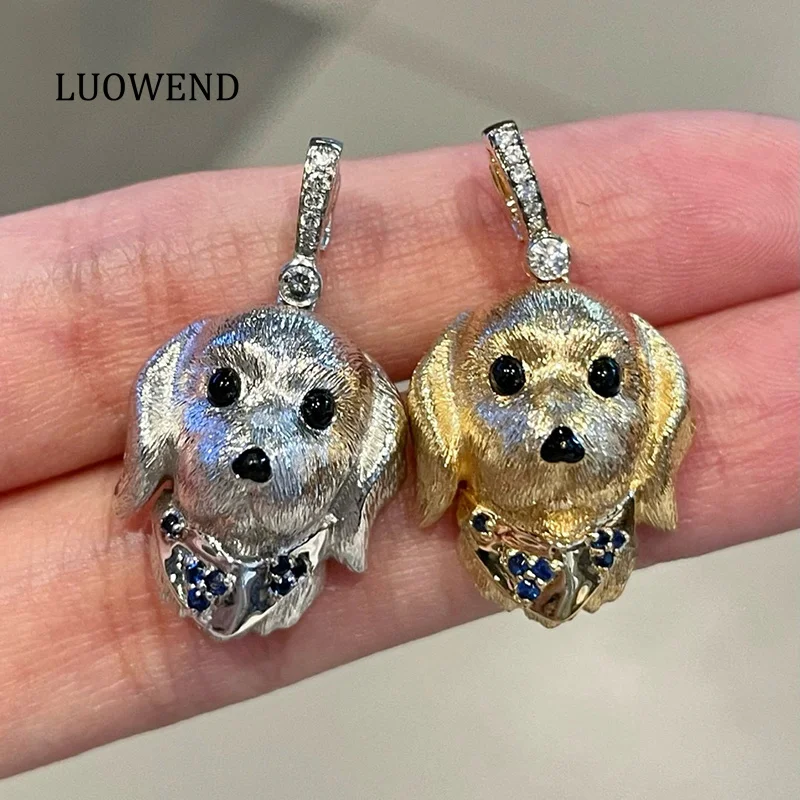 LUOWEND 100% 18K White/Yellow Gold Pendant Luxury Dog Shape Shiny Diamond Natural Sapphire Necklace Pendant for Women
LUOWEND 100% 18K White/Yellow Gold Pendant Luxury Dog Shape Shiny Diamond Natural Sapphire Necklace Pendant for Women