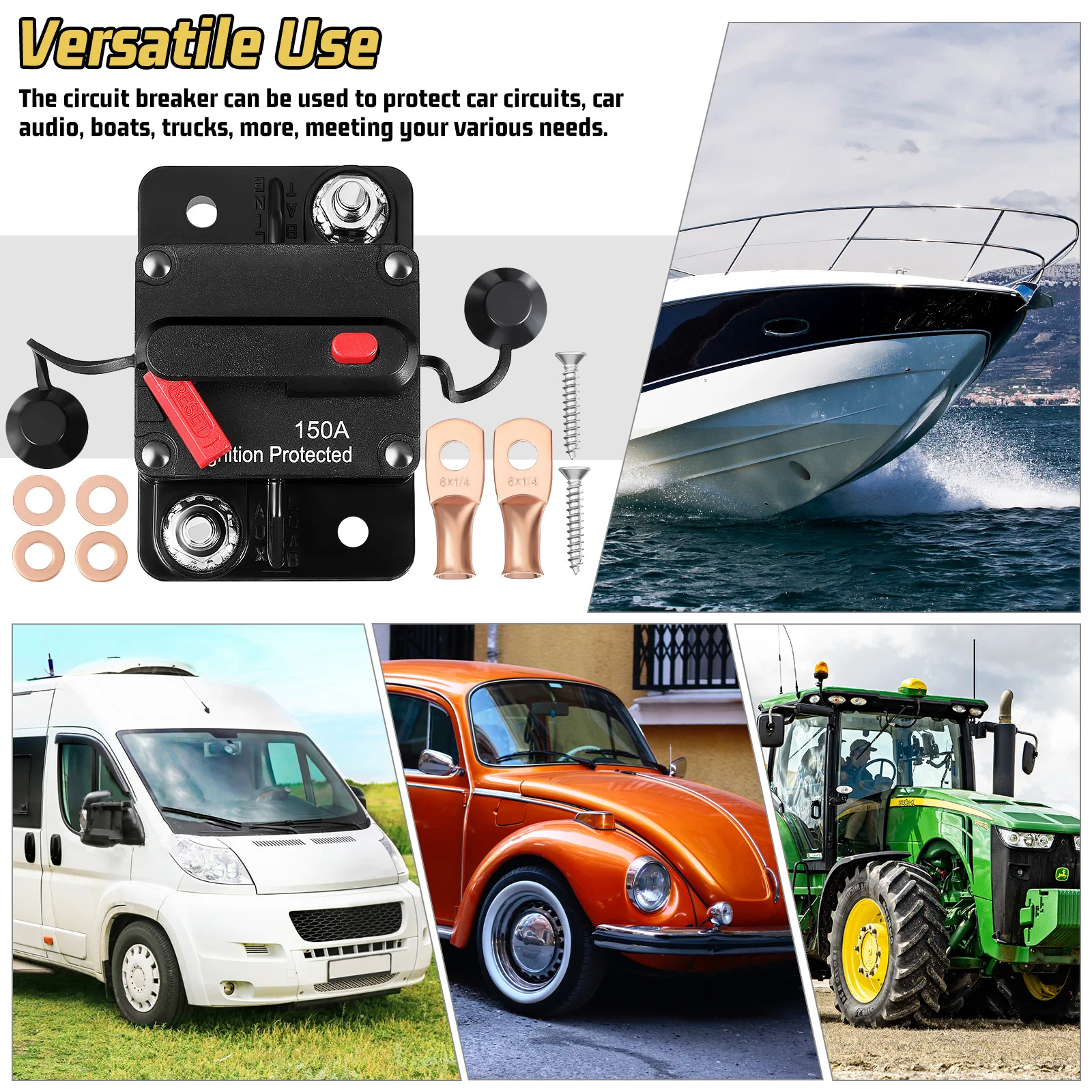 1Set Circuit Breaker 150 Amp Waterproof Manual Reset Protection for Car Audio Marine Boat Truck Dc Auto Reset
1Set Circuit Breaker 150 Amp Waterproof Manual Reset Protection for Car Audio Marine Boat Truck Dc Auto Reset