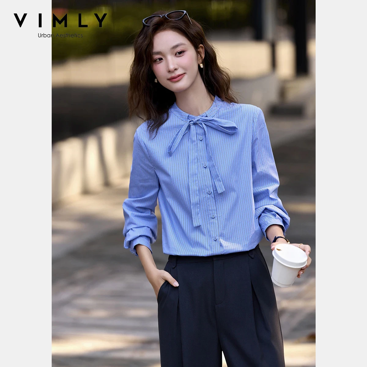 Женская синяя полосатая рубашка VIMLY, новинка весны 2026, минималистичная, для повседневной носки, с бантом на воротнике, с длинным рукавом, блузка для женщин A3759
Женская синяя полосатая рубашка VIMLY, новинка весны 2026, минималистичная, для повседневной носки, с бантом на воротнике, с длинным рукавом, блузка для женщин A3759