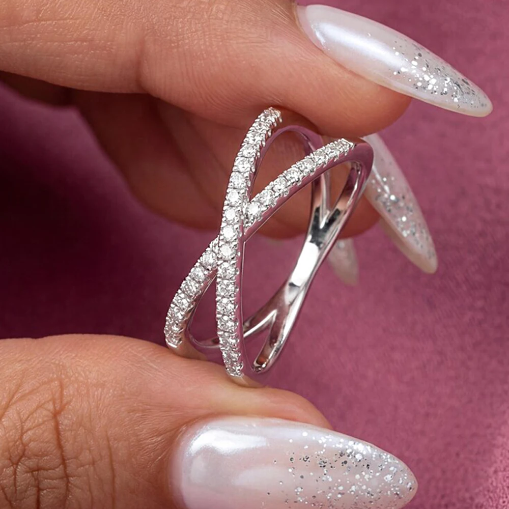X Shaped Full Moissanite Criss Cross Ring for Women 925 Sterling Silver Gifts Micro Pave Set Half Eternity Stacking Wedding Band
X Shaped Full Moissanite Criss Cross Ring for Women 925 Sterling Silver Gifts Micro Pave Set Half Eternity Stacking Wedding Band