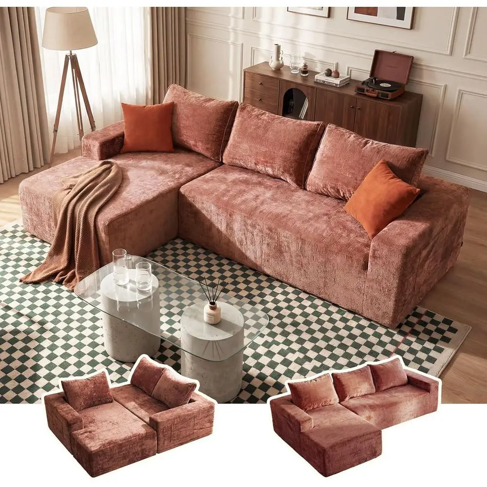 95 L-Shape Sectional Couch with Chaise in Corduroy | Memory Foam | Deep Seat, Rust Red | No Assembly, Scratch-Resistant, Breatha
95 L-Shape Sectional Couch with Chaise in Corduroy | Memory Foam | Deep Seat, Rust Red | No Assembly, Scratch-Resistant, Breatha