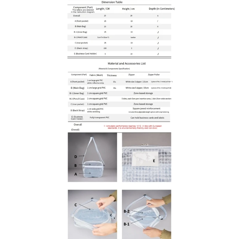340D Lightweight Crossbody Purse Clean Room Bag PVC Shoulder Bag Clear Tool Bag
340D Lightweight Crossbody Purse Clean Room Bag PVC Shoulder Bag Clear Tool Bag