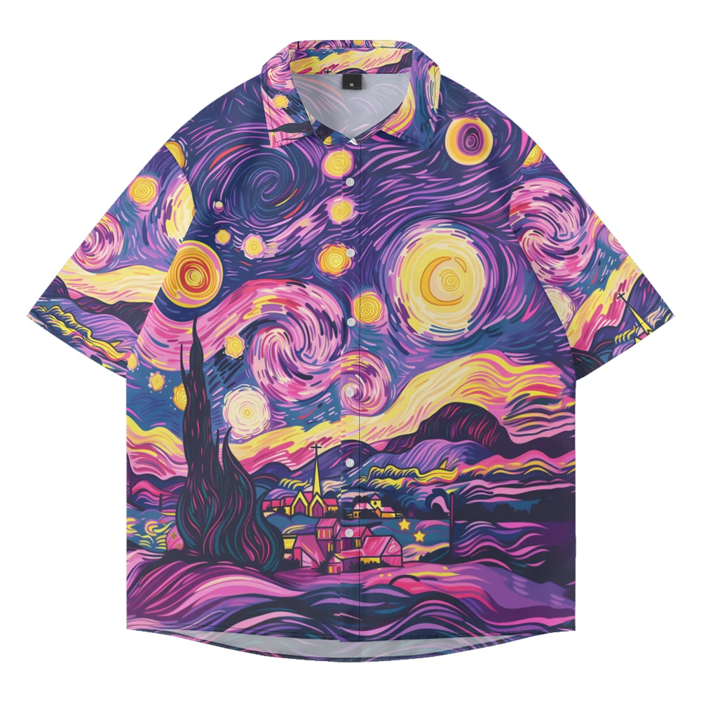 Summer casual large size short-sleeved shirt impressionist star pattern loose trend single-breasted button fashion shirt
Summer casual large size short-sleeved shirt impressionist star pattern loose trend single-breasted button fashion shirt