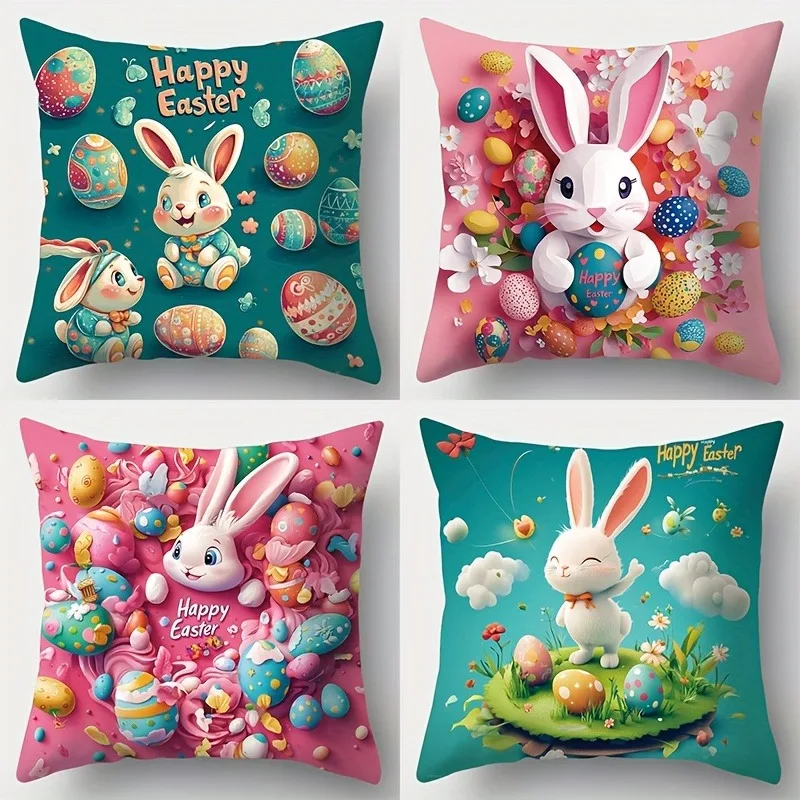 Vibrant Happy Easter Bunny Pillowcase: Colorful Egg Pattern Decorative Pillow Cover
Vibrant Happy Easter Bunny Pillowcase: Colorful Egg Pattern Decorative Pillow Cover
