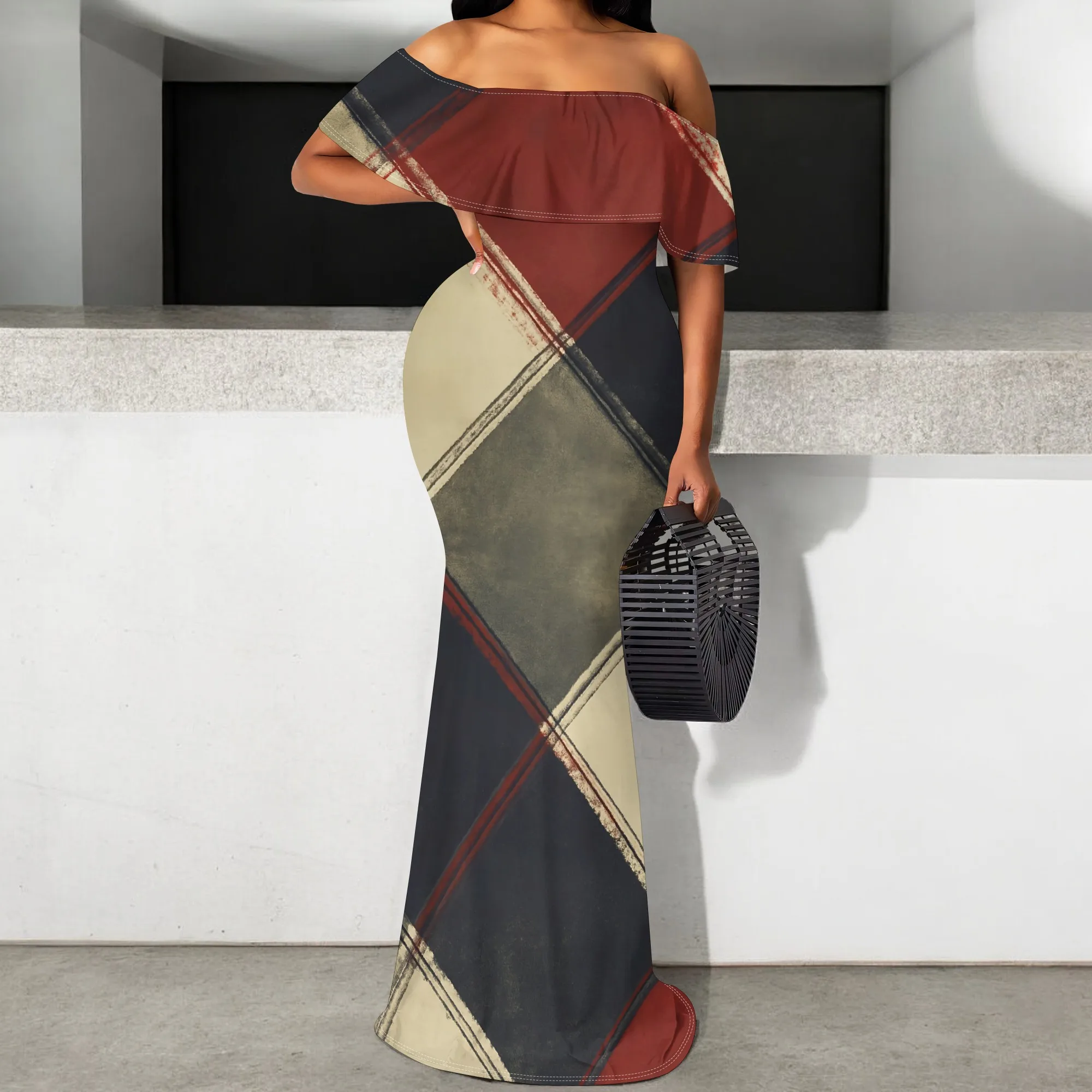 Plaid Print Maxi Dress S-3XL Off Shoulder Mermaid Style with Vintage Check Pattern for Afro Chic Office or Smart Fall Look
Plaid Print Maxi Dress S-3XL Off Shoulder Mermaid Style with Vintage Check Pattern for Afro Chic Office or Smart Fall Look