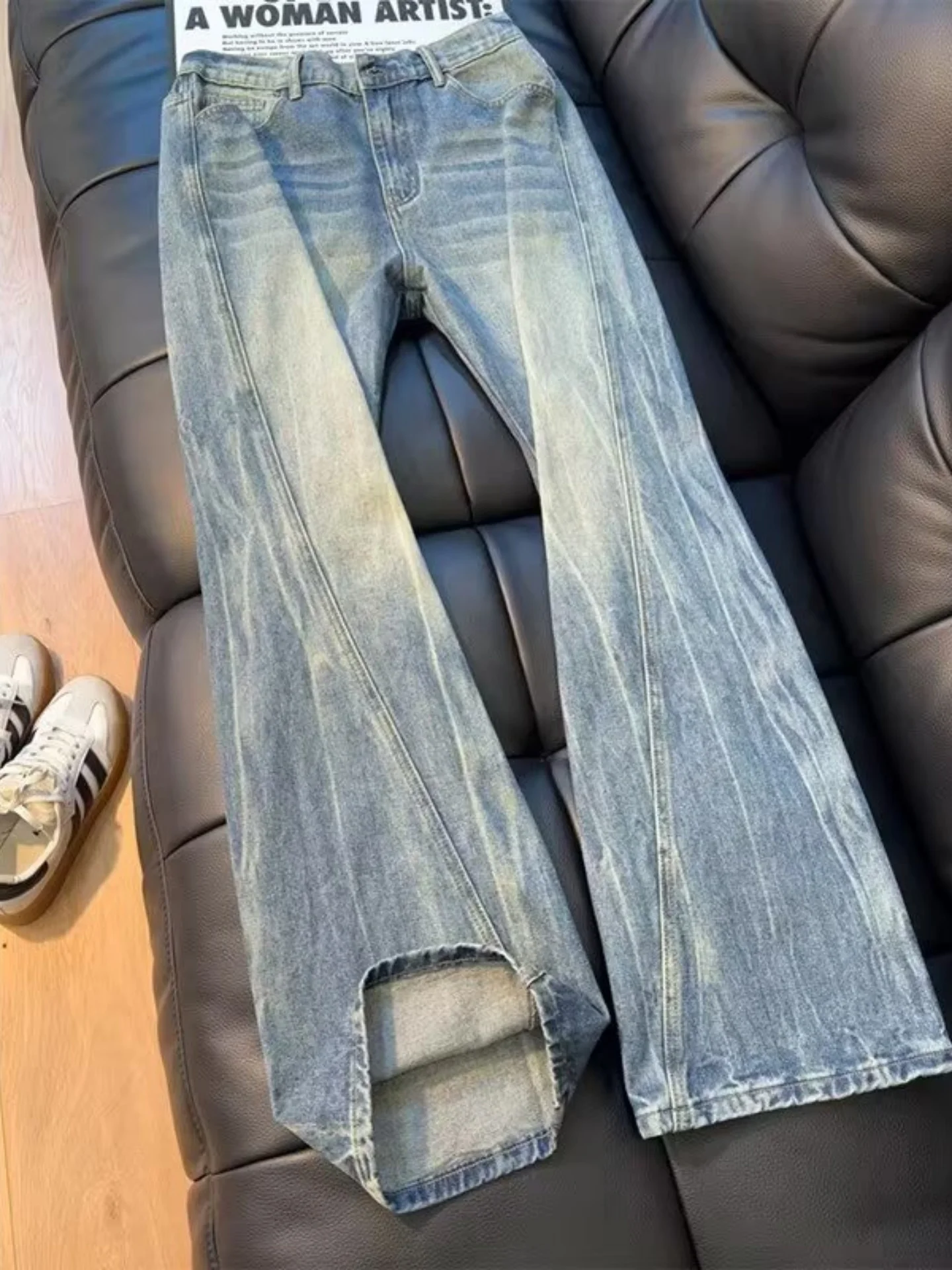 Men's Straight Leg Jeans High Waist Zipper Closure Faded Wa Thunder Pattern Splicing CleanFit American Sle Wide Leg Pants
Men's Straight Leg Jeans High Waist Zipper Closure Faded Wa Thunder Pattern Splicing CleanFit American Sle Wide Leg Pants