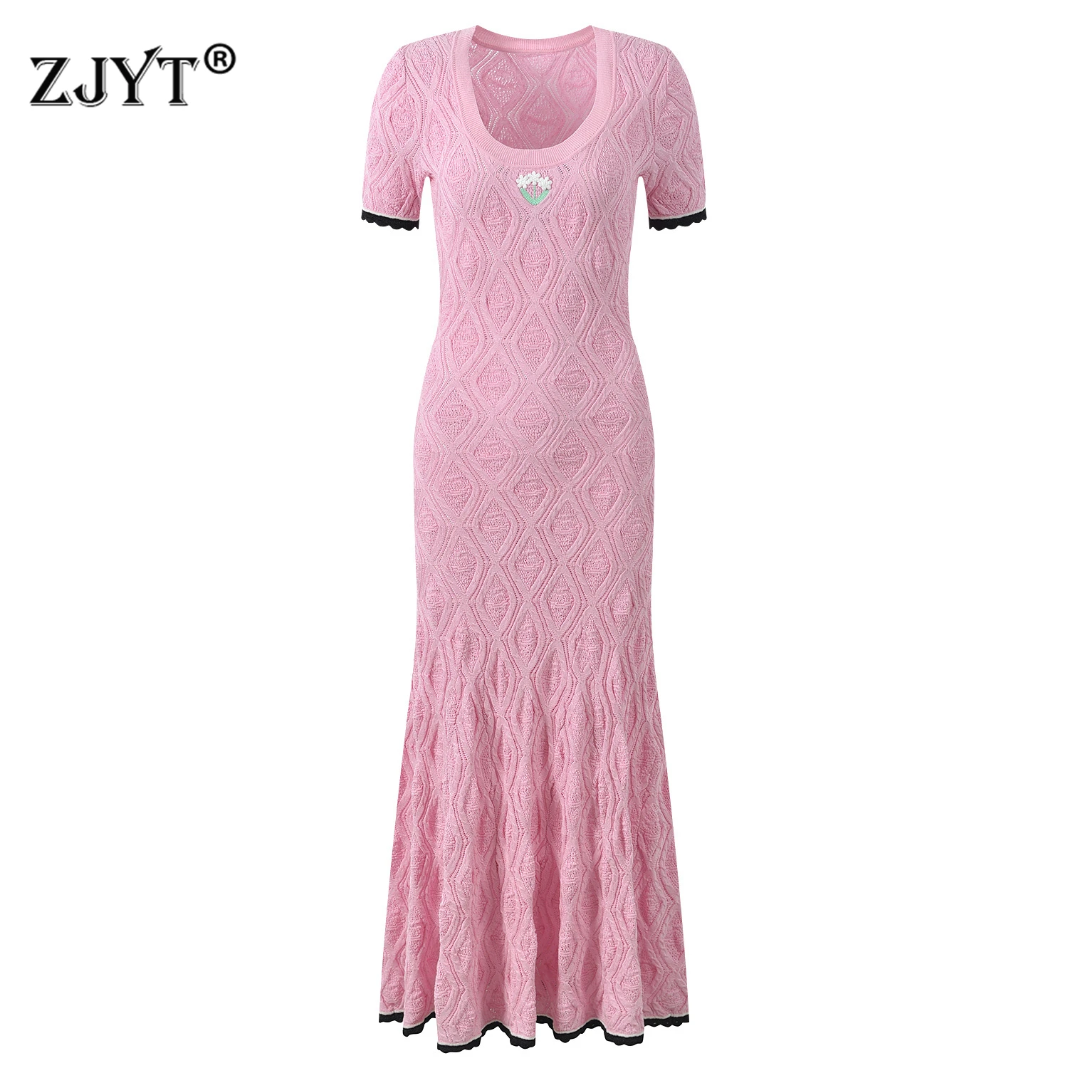 ZJYT Summer New 2026 Women's Long Knitted Dress Sweaters Fashion Elegant Short Sleeve Pink Casual Holiday Party Dresses Ladies
ZJYT Summer New 2026 Women's Long Knitted Dress Sweaters Fashion Elegant Short Sleeve Pink Casual Holiday Party Dresses Ladies