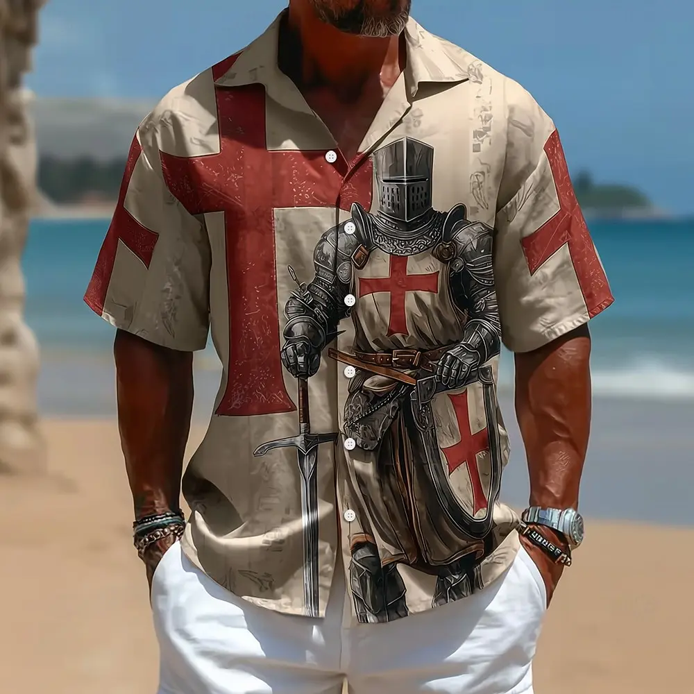 Men's Turndown Collar Short Sleeve Shirt Knights Templar Cross 3D Print Button Up Vintage Streetwear Blue Khaki Gray Summer
Men's Turndown Collar Short Sleeve Shirt Knights Templar Cross 3D Print Button Up Vintage Streetwear Blue Khaki Gray Summer