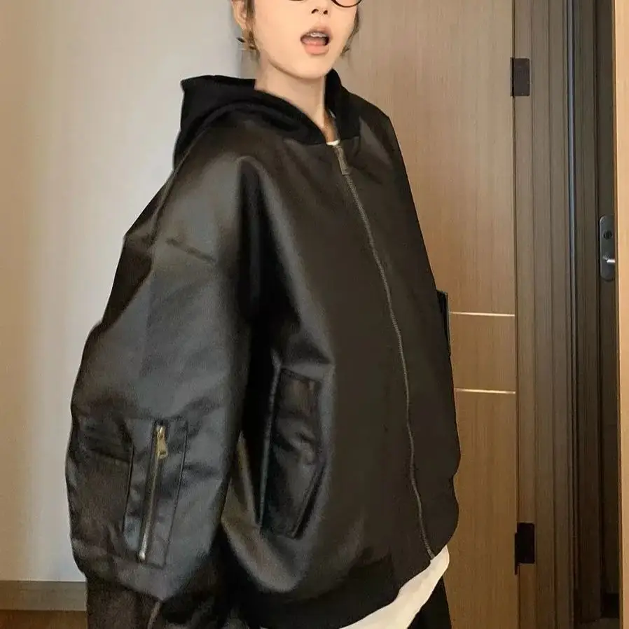 Leather Jacket Hooded Jacket Zipper Design Street Style Early Spring Women'S 2024 New Cool Girl Long-Sleeved Tops
Leather Jacket Hooded Jacket Zipper Design Street Style Early Spring Women'S 2024 New Cool Girl Long-Sleeved Tops